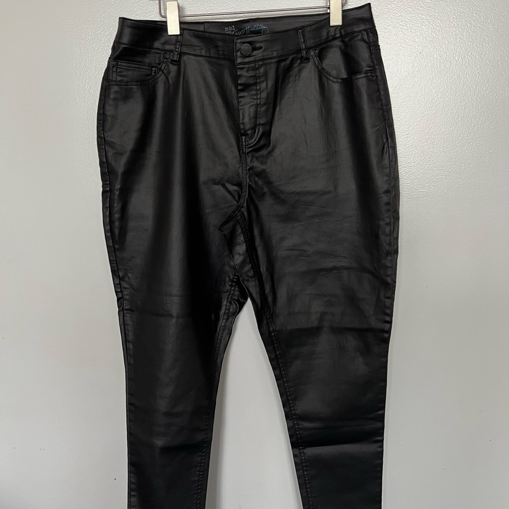 MBLM by Tess Holliday Black Wax Coated Pants Sz 16